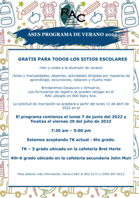ASES summer program 2022 Spanish flyer